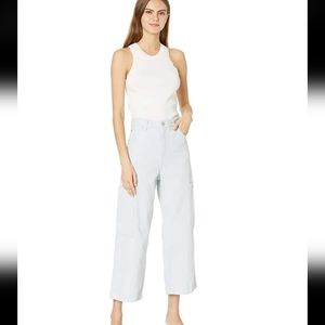 Levi’s Wide Leg Cropped Utility Jeans High Waisted Cargo Light Wash Size 30